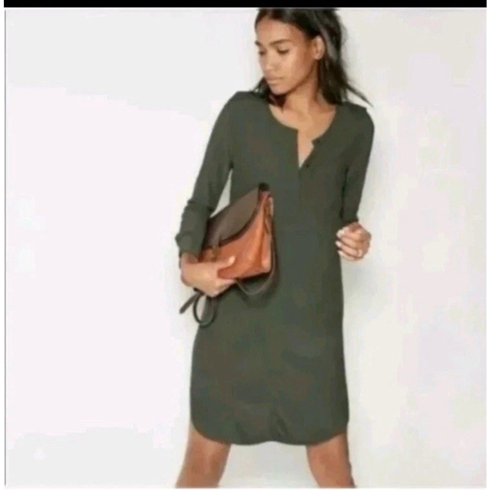 Madewell Women’s Cargo Tunic Shirt Dress Short Olive Green S Long Sleeve Casual
